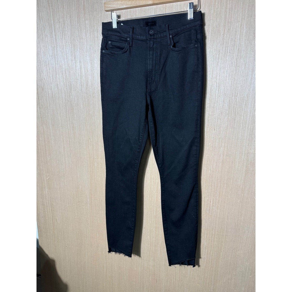 MOTHER Denim Sunner Zip Akle Step Fray Black Jeans Womens Size 28